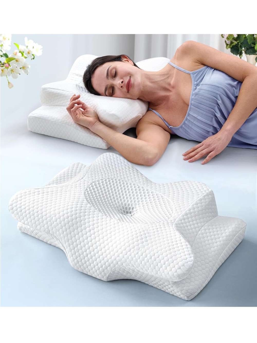 Contour Memory Foam Sleep Pillow - White